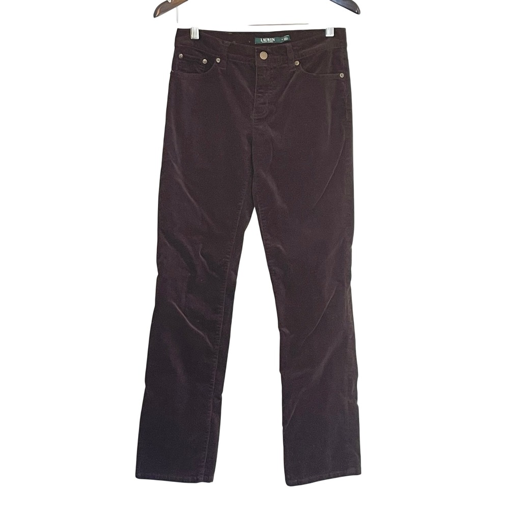 Lauren Ralph Lauren Classic Straight Corduroy Pants Dark Brown Womens 4 RN41381